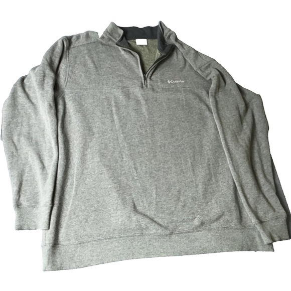 Columbia Men's 2XL Gray Quarter Zip Fleece Pullover Light weight  Long Sleeves - Picture 1 of 10
